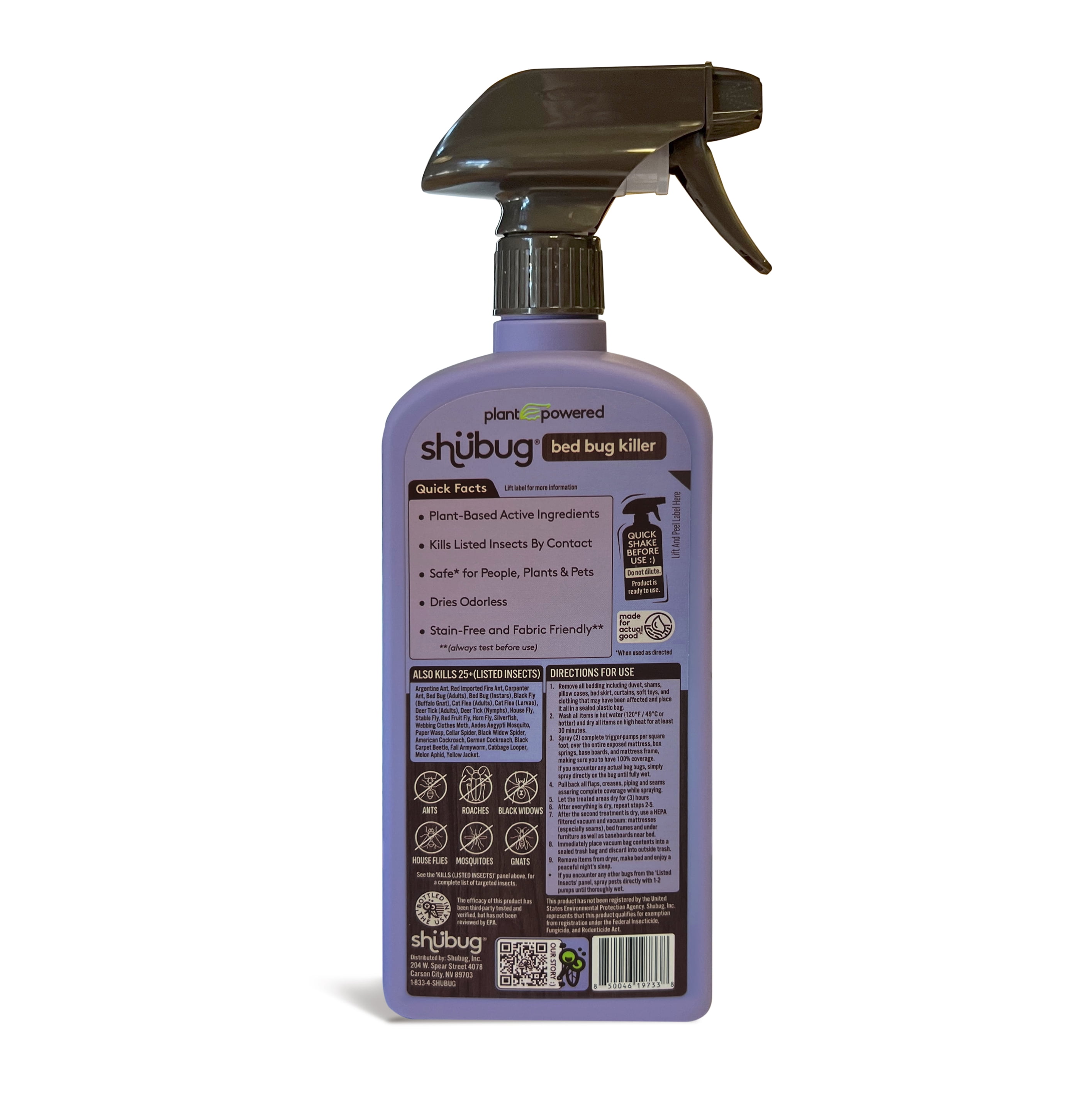 (4 pack) Shubug Plant-Powered Bed Bug Pest Killer Spray with 24 oz Trigger