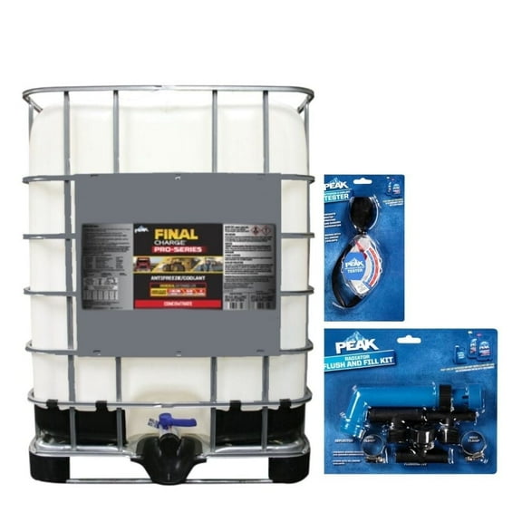 FINAL CHARGE Pro-Series Antifreeze/Coolant, Red Concentrate for Diesel, Gasoline & Natural Gas Engines, 275-gal Tote, PEAK Accessories Included