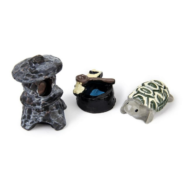 3 Piezas Miniatura Jardín de Hadas Ornamento Baoblaze Tortuga Planta Decoración de Bricolaje