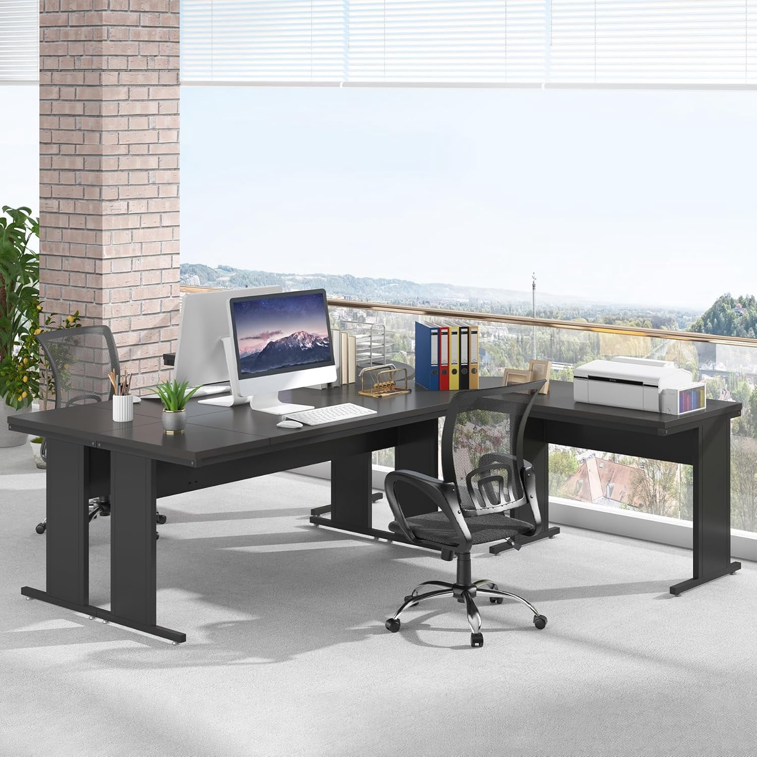 Tribesigns 83-In L-Shaped Executive Desk, Modern Reversible Office Computer Desk for Home Office (Black)