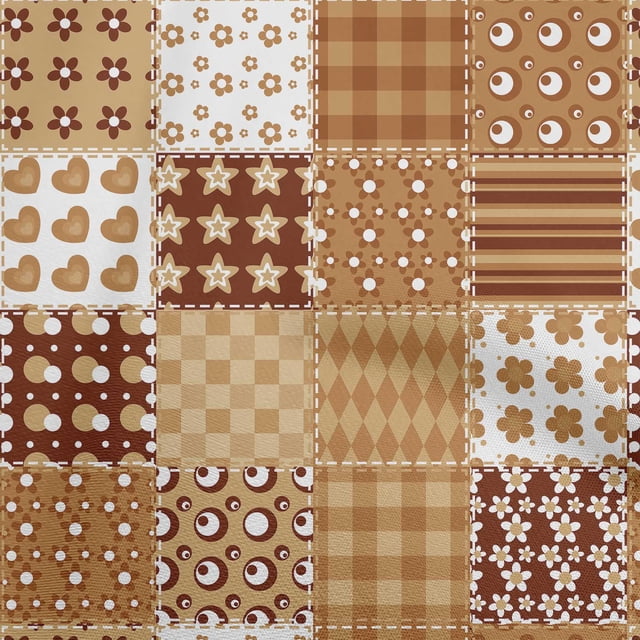oneOone Polyester Spandex Light Brown Fabric Florals Sewing Material Print Fabric By The Yard 56 Inch Wide
