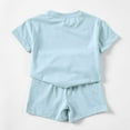 thumbnail image 4 of Wxirdiow Baby Girl Short Sets Toddler Baby Girl Summer Clothes Solid Color Short Sleeve T Shirt Tops Newborn Rolled Shorts Outfit Set Blue Size,1-2 Years, 4 of 4