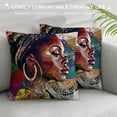 thumbnail image 3 of Orinice Woman with Hoop Earrings Graphic Decorative Pillow Cover for Home Couch 24x24in, 3 of 5