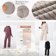 thumbnail image 3 of SUNBS Two Piece Lounge Sets for Women Pajamas Set Wide Leg Pants Ribbed Knit Winter Matching 2 Piece Outfits Trendy Clothes, 3 of 8