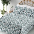 thumbnail image 3 of Ambesonne Wild Nature Fitted & Flat Sheet with Sham 3 Pcs Set, Exotics Jungle Abstract, Twin XL, White Dark Teal Seafoam, 3 of 5