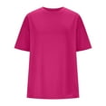 thumbnail image 3 of ShomPort Womens Summer Tops Short Sleeve V Neck Comfy Loose ted T-Shirts Solid Color Pullover Casual Tee Basic Tops (Large, Hot Pink), 3 of 5