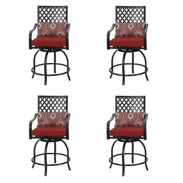 Outdoor Swivel Metal Cushioned Bar Height Patio Chairs - Walmart.com