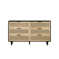 thumbnail image 5 of 6-Drawer Rattan Storage Cabinet with Natural Weave, Black Organizer for Bedroom & Living Room, Sturdy MDF Frame & Smooth Drawers, Space-Saving Home Organization Solution, 5 of 9