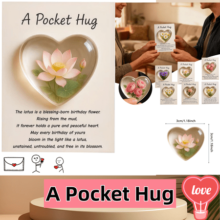 1Pc Pocket Hug Card with Heart Mini Flower DIY Sentimental Gift for Encouragement Anxiety Relief & Emotional Support Inspirational Keepsake for Friends Family & Loved Ones Valentine s Day Gift(C)