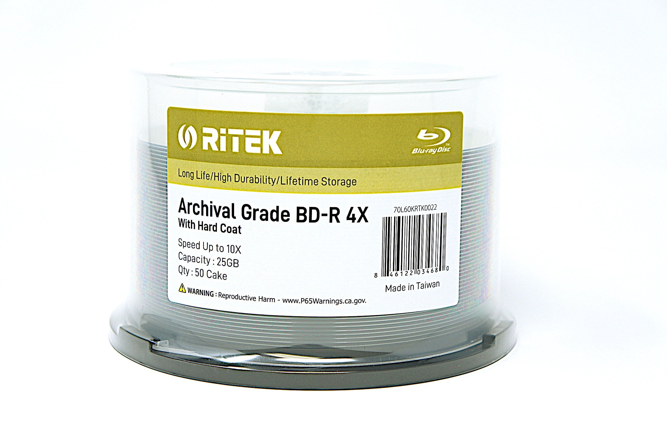 50 Pack Ritek BD-R 25GB 4X Archival Grade Blank Disc Certified by ADTC Japan