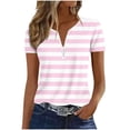 thumbnail image 5 of Kezqiaxn Blouses for Women Dressy Casual Zipper Short Sleeve V-Neck Work Shirts with Pocket Loose Tunic Blouses, 5 of 6