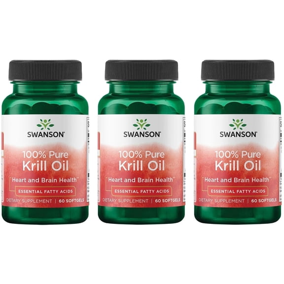 Swanson 100% Pure Krill Oil 500 Milligrams 60 Sgels (3 Pack)