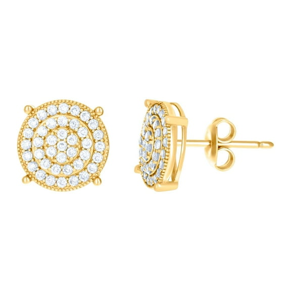 10k Yellow Gold Womens Cubic Zirconia Fashion Stud Earrings 9.7x9.7mm Wide Stud Earring for Women