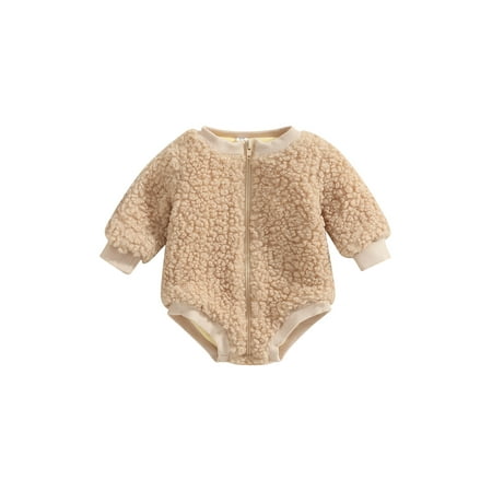 

Sunisery Baby Boys Girls Long Sleeve Thermal Romper Zip Up Thicken Fleece Triangle Bodysuit Jumpsuits 0-24M