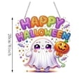 thumbnail image 3 of Lilixerw Halloween Diamond Art Hanging Ornament Decoration, Happy Halloween Letter Ghost Pattern Wall Hanging Sign with Chain, for Door, Porch and Wall Display, 8 inch, 3 of 5
