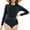 Black, variant on WREESH Womens One Piece Swimsuit Long Sleeve Rash Guard Swimsuits Solid Color Fashionable and Zippered Swimsuit Bathing Suits Navy