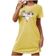 thumbnail image 4 of Sakmal Chemises de Nuit Légères Moomoo pour Femmes Halloween Grande Taille Jaune Mignonne Robe de Nuit Col Rond Manches Courtes Courtes Imprimé Fantôme Chemises de Nuit P-2TG, 4 of 4