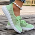 thumbnail image 4 of Zapatillas planas transpirables de malla tejida para mujer, zapatos casuales antideslizantes de moda para caminar, mocasines cómodos de suela suave sin cordones, zapatillas de tenis, 4 of 8