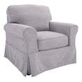 thumbnail image 1 of OSP Home Furnishings Ashton Slipcover Round Arm Chair, Grey, 1 of 5