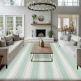 thumbnail image 4 of Vintage Stripes Washable Living Room Rugs 5'x7', White Green Striped Retro Geometric Lines Low Pile Throw Large Area Rugs Non-Slip Sturdy Edge Binding Carpet for Dining Room Bedside Kitchen, 4 of 9