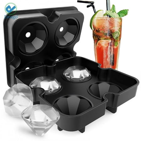 Deago Ice Cube Trays, Diamond Shaped Fun Ice Cube Molds Silicone Flexible Ice Maker for Chilling Whiskey Cocktails (2 Set