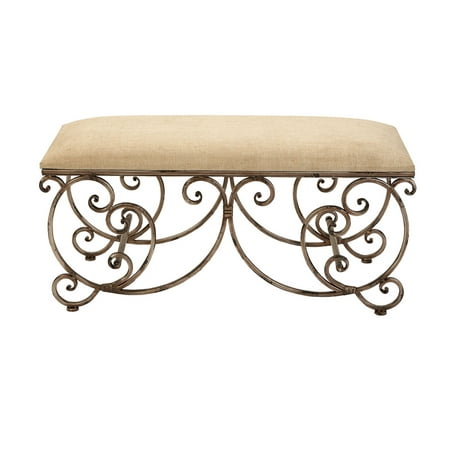 Decmode 18 X 40 Inch Traditional Metal Scrollwork Cushioned Bench