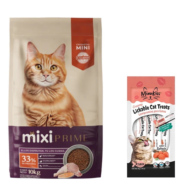 Mixi Prime 10 Kg + MIAUKISS LICKABLE SALMON 4 PACK 56GR