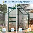 thumbnail image 5 of 6×3 FT Greenhouse for Outdoors, Polycarbonate Greenhouse with Adjustable Roof Vent, Sliding Door and Rain Gutter, Aluminum Walk-in Green Houses for Outside Patio Backyard Garden, Green, 5 of 8