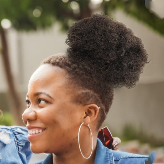 Raindrops African Drawstring Ponytail Human Hair in Brown Color for Everyday Styling and Special Events 10.5 inches