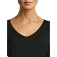 thumbnail image 4 of Time and Tru Women's Washed V-Neck T-Shirt with Long Sleeves, Sizes XS-XXXL, 4 of 5