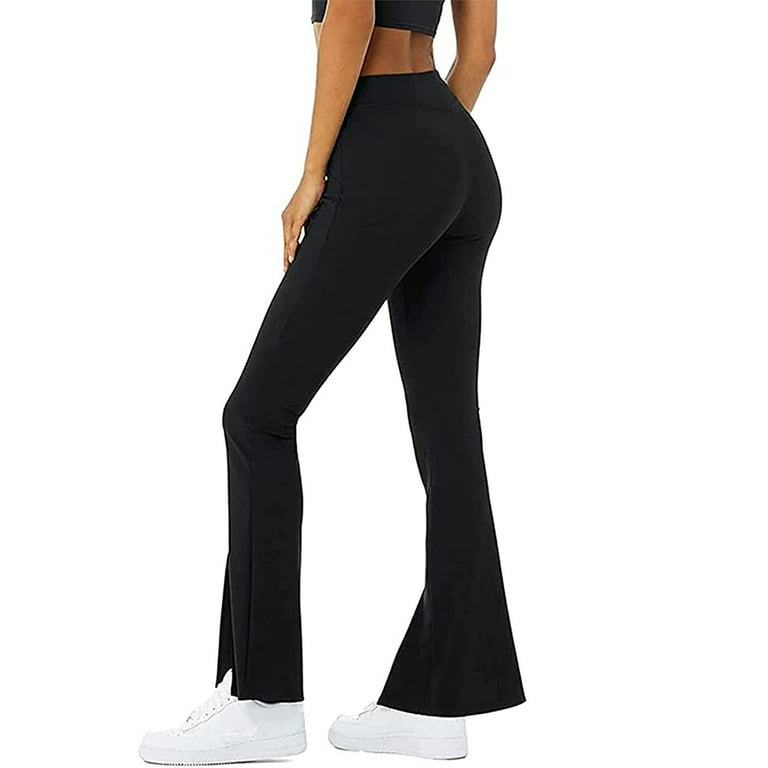 Som regel marxistisk quagga Women Flared Yoga Pants Leggings Bootcut Crossover High-Waist Front Slit Plus  Size Workout Pants - Walmart.com