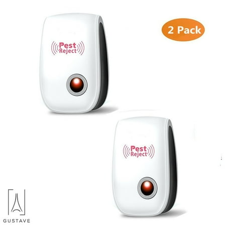 GustaveDesign 2 Pcs Non-Toxic Pest Control Ultrasonic Pest Reject Electronic Plug in Home Indoor Mosquito Killer Mice, Spiders, Ants,