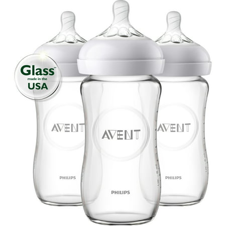 Philips Avent Natural Glass Baby Bottle, 8oz, 3pk,