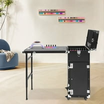 Multifunctional Rolling Makeup Train Case with Foldable Table, Bluetooth Speakers & Mirror – Lockable Portable Cosmetic Organizer Trolley for Makeup Artists & Hairstylists