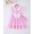 thumbnail image 3 of 3T Baby Girls Dress 4T Girls Sleeveless Dress Doll-collar Toddler Girls Summer Stripe Dress with Cute Bag Pink, 3 of 10