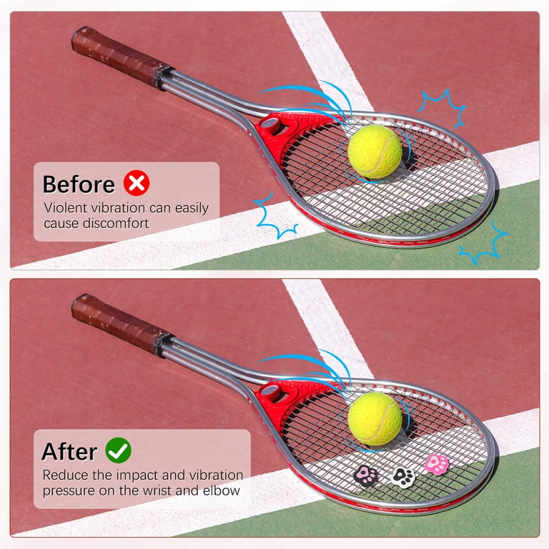 Tennis Racket Dampener [6pcs] - Funny Cute Cats Paw Shape Silicone Tennis Shock Absorber Racket Vibration Dampener [Pink, Black, White]
