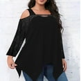 thumbnail image 2 of VEKDONE Plus Size Tops for Women Cold Shoulder Sexy Tops Fall Long Sleeve Sequins Tops Fashion Irregular Hem Loose Party Blouse, 2 of 7