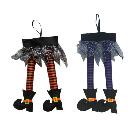 2PCS Halloween Witch Legs, Halloween Decorations Witch Legs Hanging for Front Door Wall Windows Wreath Halloween Party Home Decor