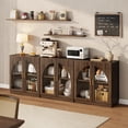 thumbnail image 4 of Aufeile Sideboard Buffet Cabinet with Arched Glass Doors, 30" Modern Accent China Cabinet with Adjustable Shelf for Dining Room, Entryway, Walnut, 4 of 9