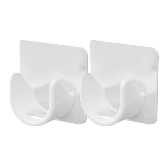 Beaupretty Nail-Free White Plastic Rod Holders for Wall Quick Paste 2Pcs