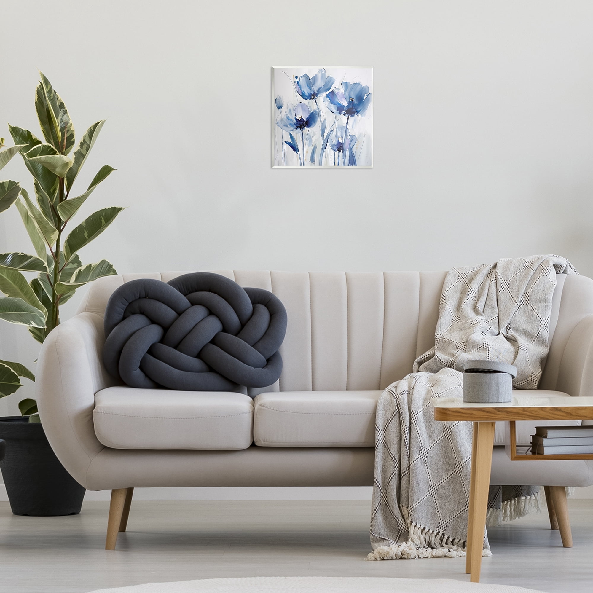 Stupell Industries Blue Abstract Blooms Botanical & Floral Painting Unframed Art Print Wall Art, 12 x 12