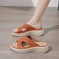 thumbnail image 3 of Eltusu Women Wedge Slide Sandals, Slip On Open Toe Soft Bottom Casual Ladies Shoes Orange Size 9, 3 of 10
