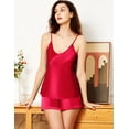 thumbnail image 1 of Women's Pajamas Set Sexy Satin Silk Camisole Sleepwear Lingerie Cami Shorts Set Nightwear Gift, 1 of 6