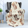 thumbnail image 3 of Ambesonne Cat Fleece Throw Blanket Little Fun Kittens Cartoon Paws 50"x60" Ivory Apricot and Dark Grey, 3 of 5