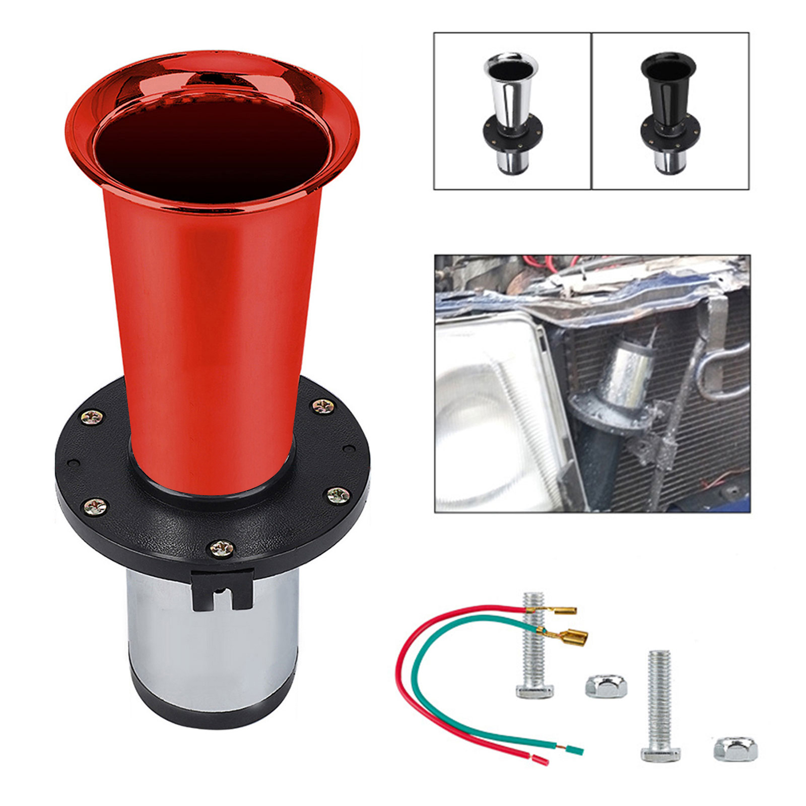 BIBABLYKE Horn Train Horn for Truck/Car Air Horn Chromes Plated Trumpet Super Loud 110dB for 12V Car Truck Motorbike Boats