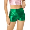 thumbnail image 3 of Hansber Women's Metallic Rave Booty Shorts Shiny High Waisted Bottoms Hot Shorts for Party Dance Green XL, 3 of 7