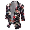 thumbnail image 2 of Doublju Women's Ruched 3/4 Sleeve Open Front Blazer Jacket with Plus Size, 2 of 4