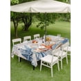 thumbnail image 3 of Blue Coastal Outdoor Tablecloth - 52x70 Inch Rectangle Dining Table Cover, Summer Beach Starfish Weeping Eucalyptus Vintage Waterproof Outdoor Table Cloth with Umbrella Hole & Zipper for Picnic/Patio, 3 of 7