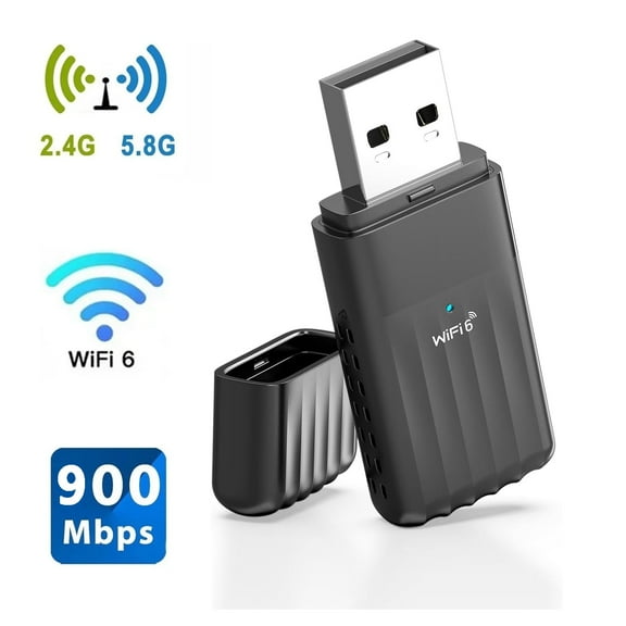 ZHENYEMEI USB WiFi 6 Adapter with Bluetooth 5.3, AX900M Dual Band 5.8/2.4Ghz Wireless Network Receiver with Built-in Driver, Suitable for Desktop/Laptop, Compatible with Windows 10/11, Black