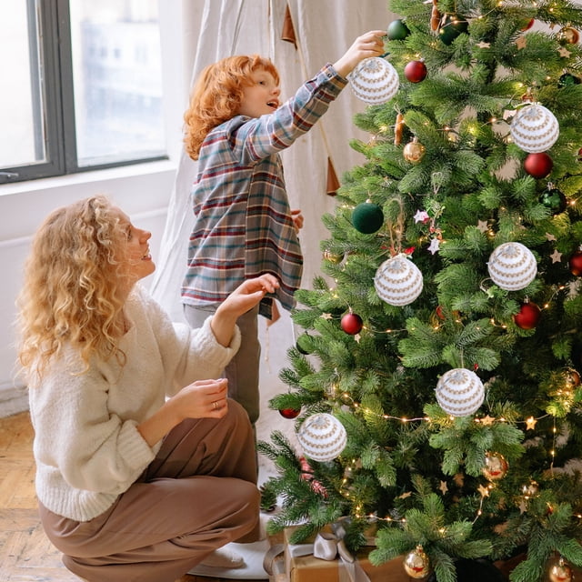 Bolas De Plástico Set de 3 bolas navideñas multicolor de plástico para decorar el árbol de Navidad (8 cm) Rkxzt